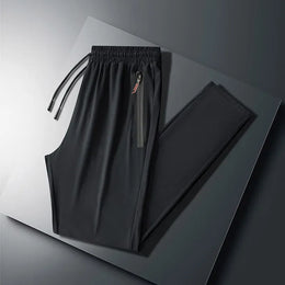 KissICON Summer Men Ice Silk Pants Straight Fit Large Size Multi Functional Comfortable Lightweight Quick Dry Sports Trousers