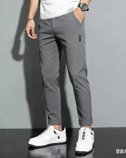 KissICON Summer Men's Ice Silk Sports Pants Quick Dry Stretch Breathable Casual Straight Fit Trousers for Active Wear