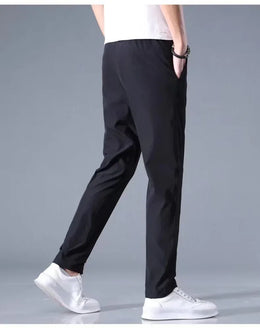 KissICON Summer Men's Ice Silk Sports Pants Quick Dry Stretch Breathable Casual Straight Fit Trousers for Active Wear
