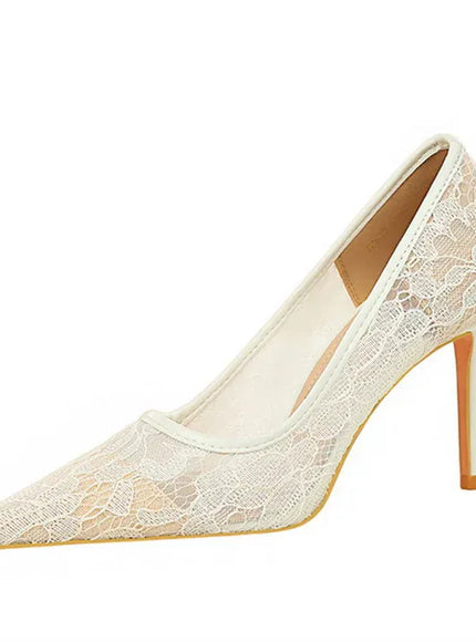 KissICON Summer Wine Red Lace Flower Women Pumps Shallow