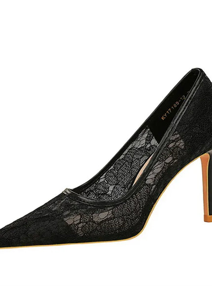 KissICON Summer Wine Red Lace Flower Women Pumps Shallow