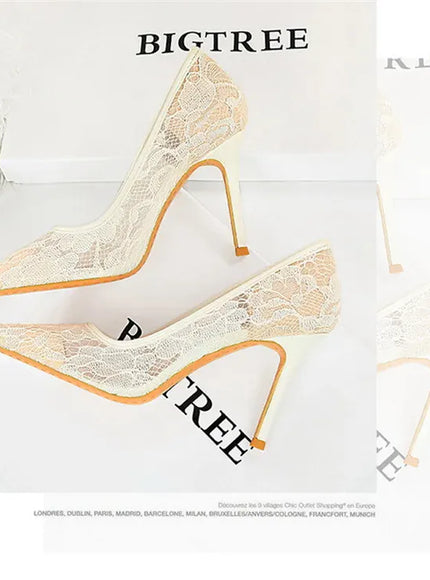 KissICON Summer Wine Red Lace Flower Women Pumps Shallow