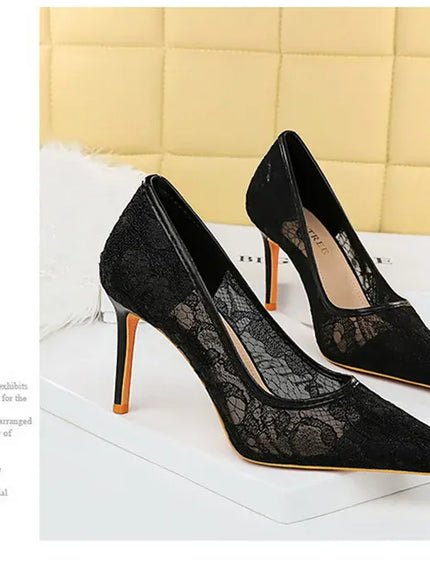 KissICON Summer Wine Red Lace Flower Women Pumps Shallow