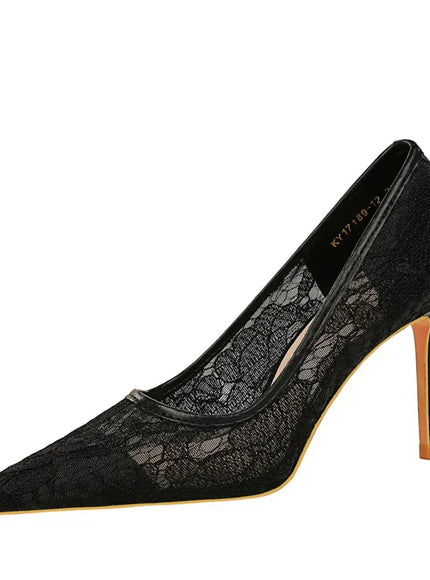 KissICON Summer Wine Red Lace Flower Women Pumps Shallow