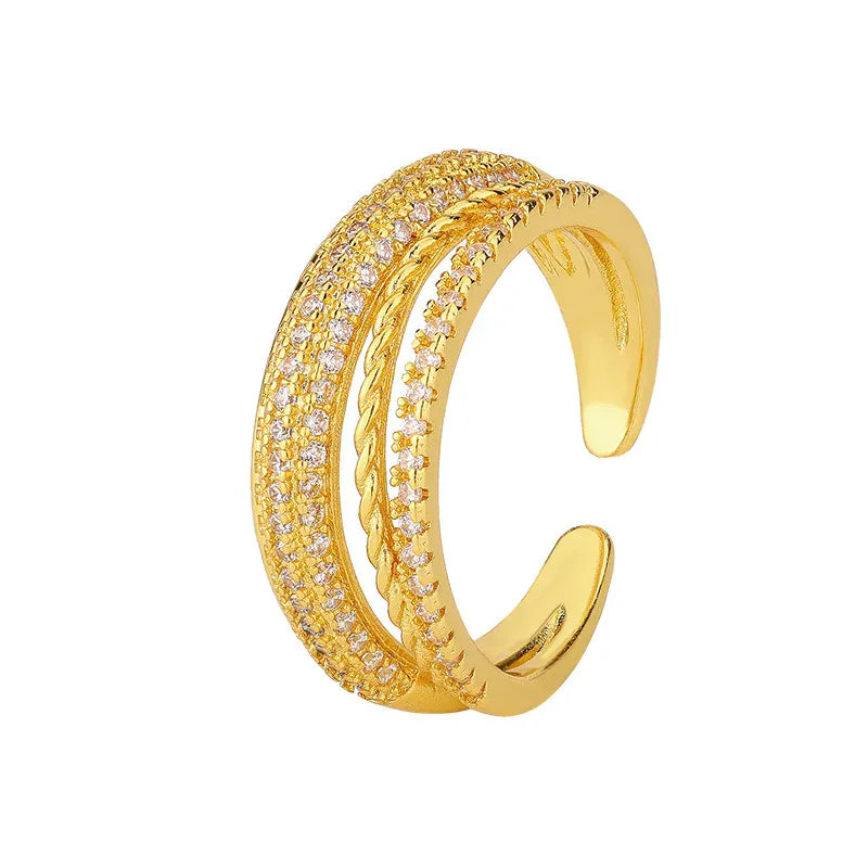 KissICON Super Flash New Diamond-Encrusted Cross Ring Round High-Quality Double Hollow Silver Jewelry For Men And Women