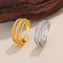 KissICON Super Flash New Diamond-Encrusted Cross Ring Round High-Quality Double Hollow Silver Jewelry For Men And Women