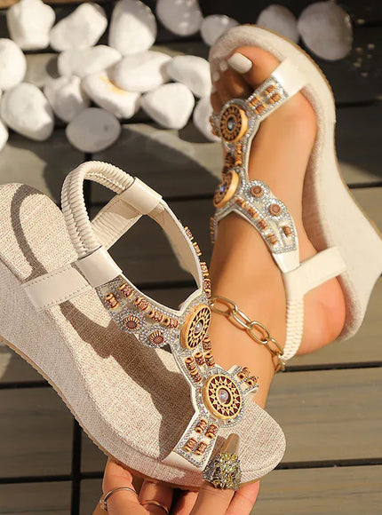 KissICON Super High Heels Platform Women's Sandals Bohemian Wedge