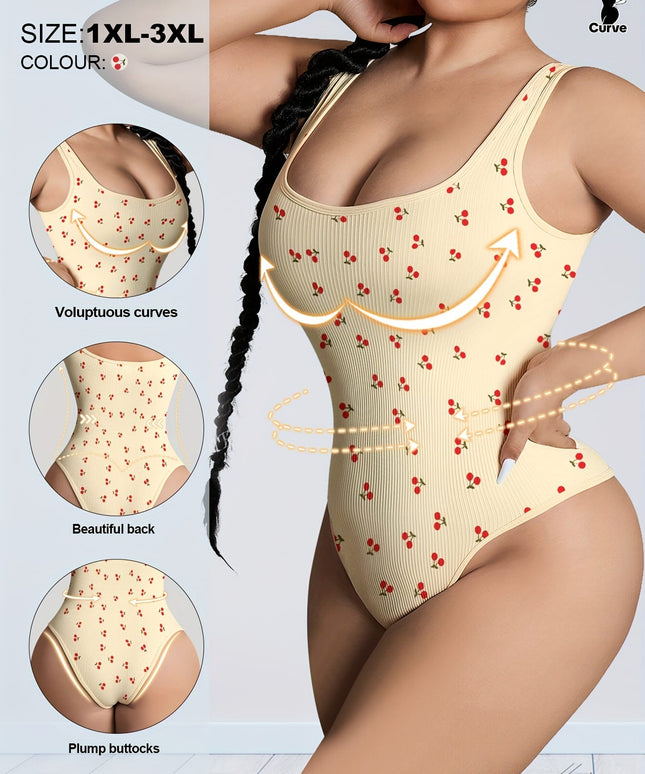 jkthpu-45 Sweet Cherry Plus Size Tummy Control Bodysuit