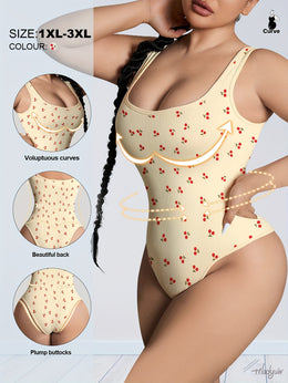 jkthpu-45 Sweet Cherry Plus Size Tummy Control Bodysuit