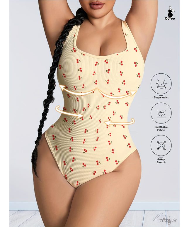 jkthpu-45 Sweet Cherry Plus Size Tummy Control Bodysuit