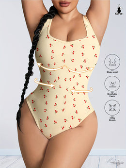 jkthpu-45 Sweet Cherry Plus Size Tummy Control Bodysuit