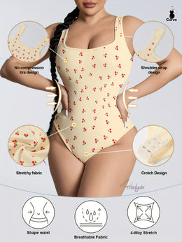 jkthpu-45 Sweet Cherry Plus Size Tummy Control Bodysuit