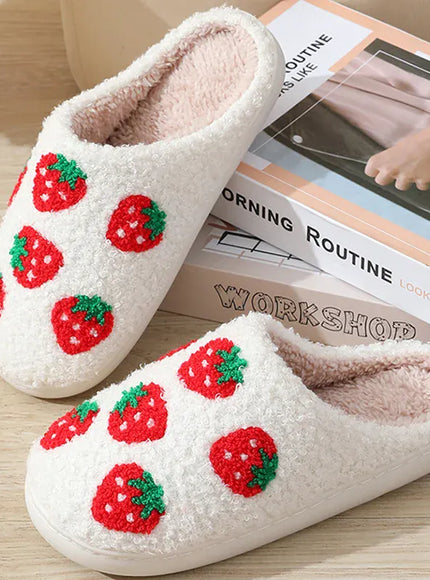 KissICON Sweet Strawberry Print Home Slippers Women Indoor Light