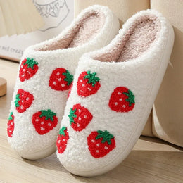 KissICON Sweet Strawberry Print Home Slippers Women Indoor Light