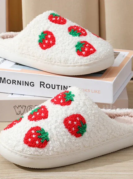 KissICON Sweet Strawberry Print Home Slippers Women Indoor Light