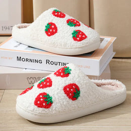 KissICON Sweet Strawberry Print Home Slippers Women Indoor Light