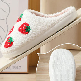 KissICON Sweet Strawberry Print Home Slippers Women Indoor Light