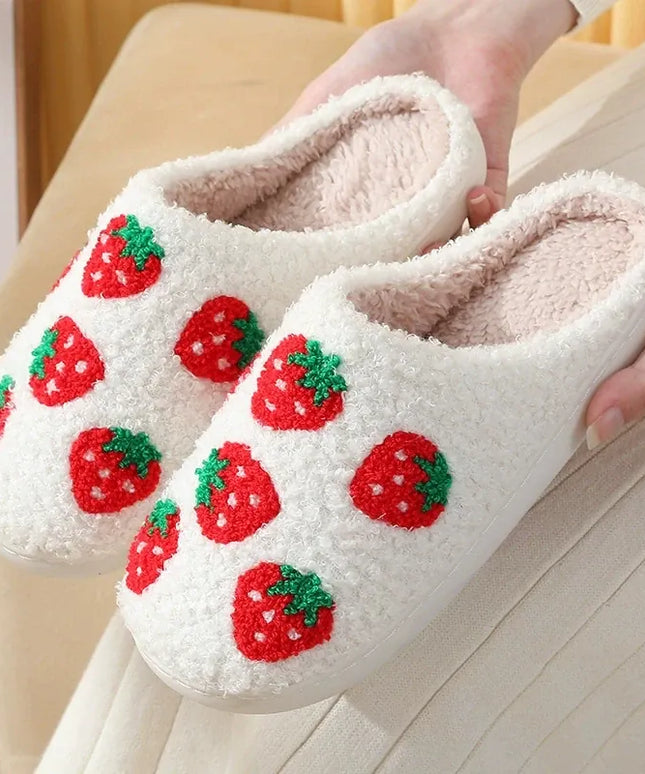 KissICON Sweet Strawberry Print Home Slippers Women Indoor Light