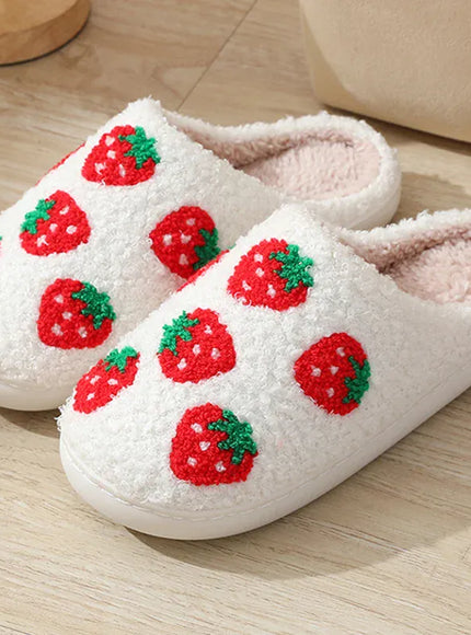 KissICON Sweet Strawberry Print Home Slippers Women Indoor Light