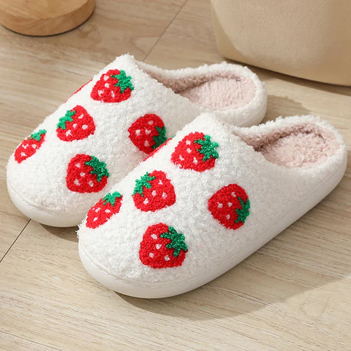Sweet Strawberry Print Home Slippers Women Indoor Light