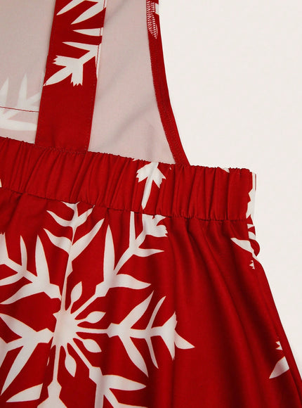 KissICON Sweetra Elegant Red Snowflake Print A-line Mini Dress