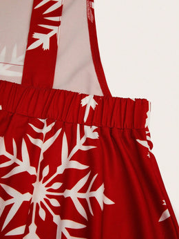 KissICON Sweetra Elegant Red Snowflake Print A-line Mini Dress