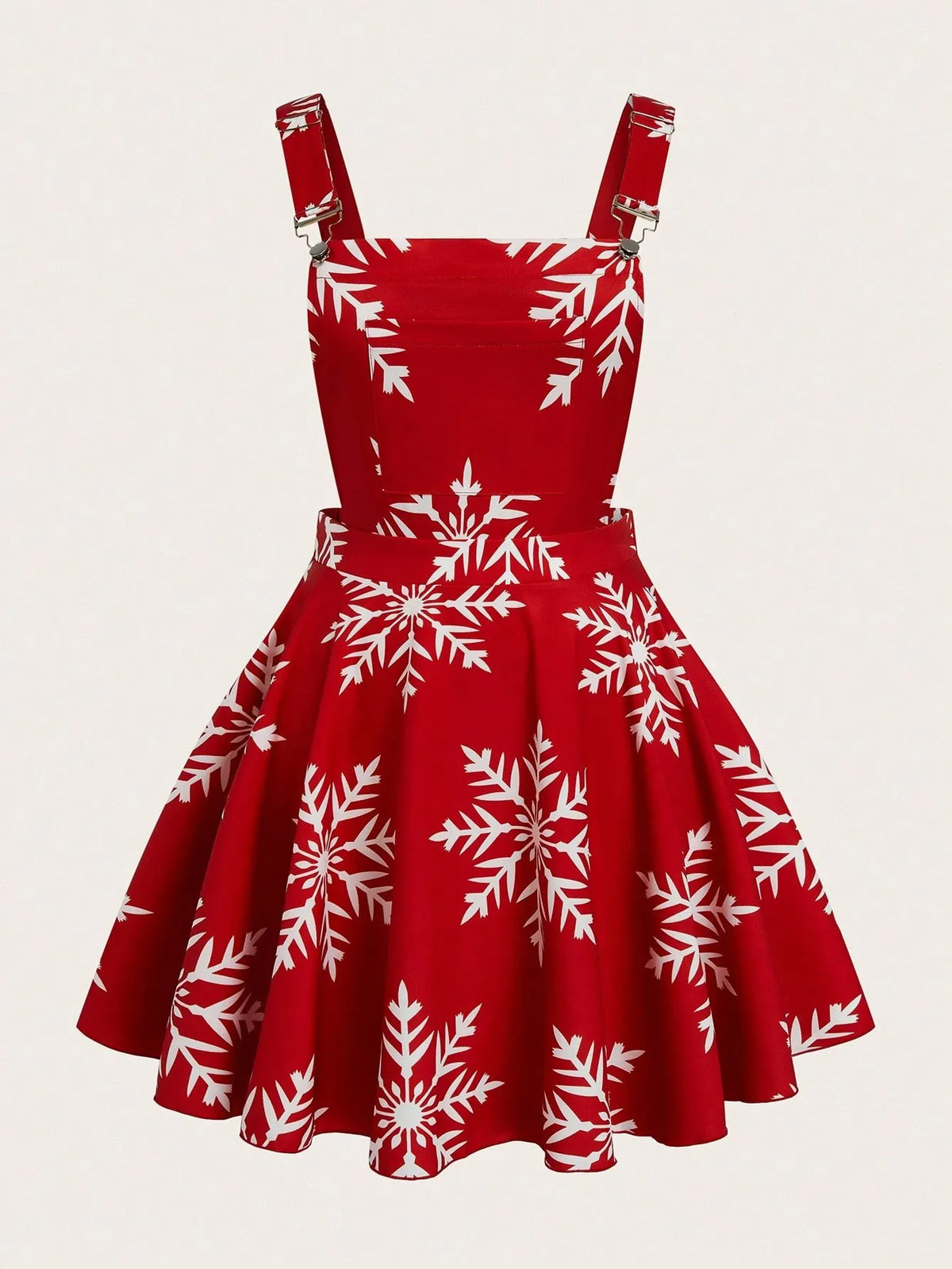 KissICON Sweetra Elegant Red Snowflake Print A-line Mini Dress