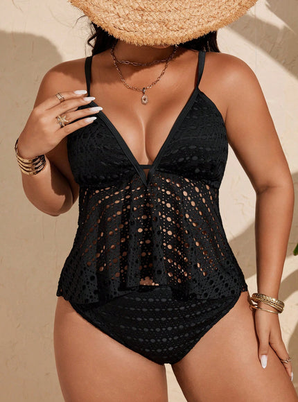 KissICON Swim Lush Curve Solid Color Hollow Out