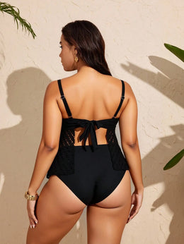 KissICON Swim Lush Curve Solid Color Hollow Out