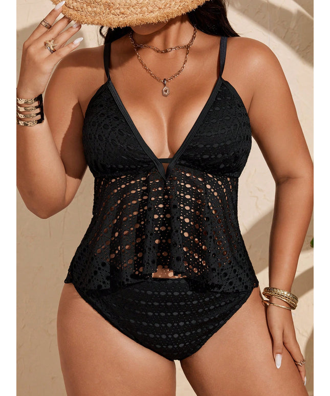 KissICON Swim Lush Curve Solid Color Hollow Out