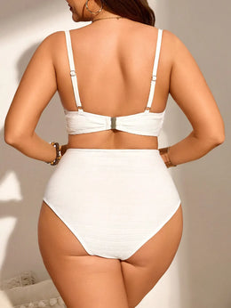 KissICON Swim Lushoire Beach Curve Solid Color Gathered Tankini