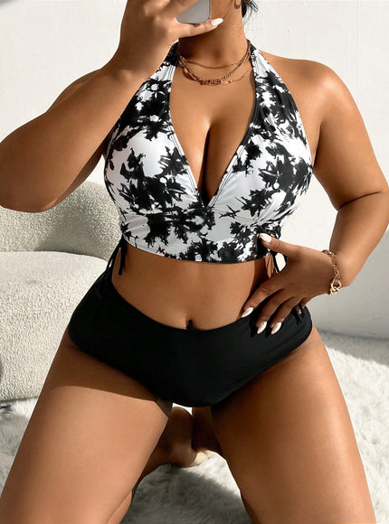 KissICON Swim Lushoire Beach Curve Tie-dye Halter Top