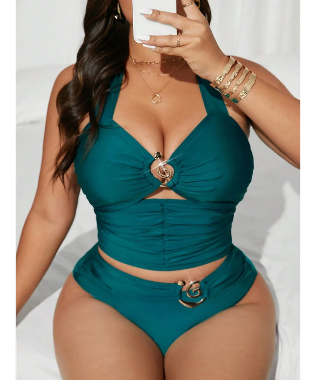 KissICON Swim Lushoire Curve 2pcs Green Hollow Out