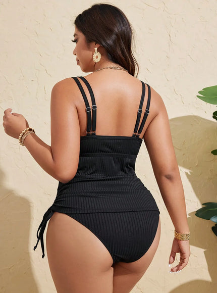 KissICON Swim Lushoire Curve Tank – Plain Solid Black