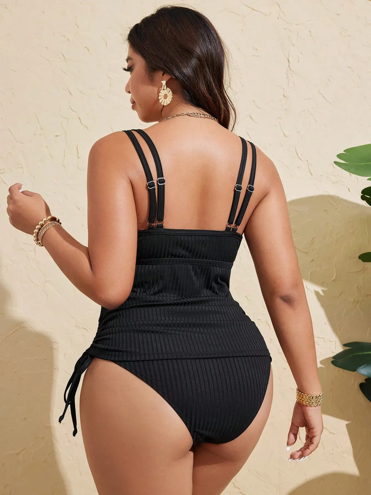 KissICON Swim Lushoire Curve Tank – Plain Solid Black