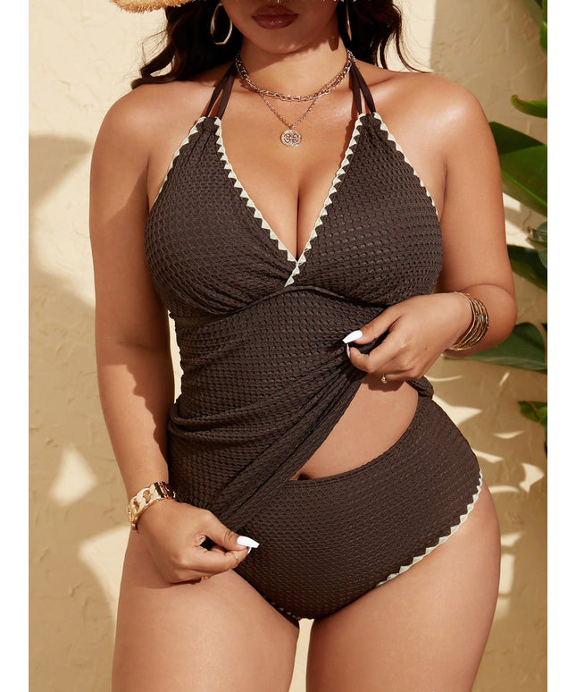 KissICON Swim Lushoire Curve Women's Black V-Neck Double