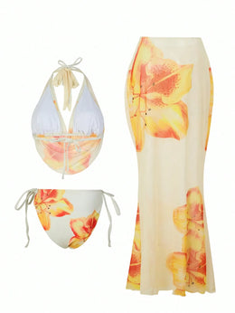KissICON Swim Oasis Curve Floral Print Halter Neck