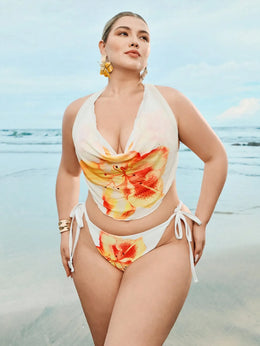 KissICON Swim Oasis Curve Floral Print Halter Neck