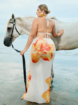 KissICON Swim Oasis Curve Floral Print Halter Neck