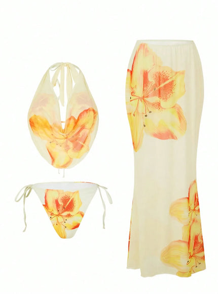KissICON Swim Oasis Curve Floral Print Halter Neck