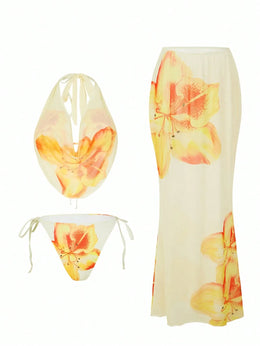 KissICON Swim Oasis Curve Floral Print Halter Neck