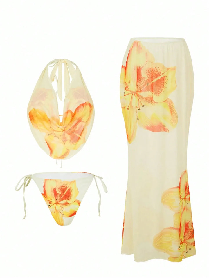 Swim Oasis Curve Floral Print Halter Neck