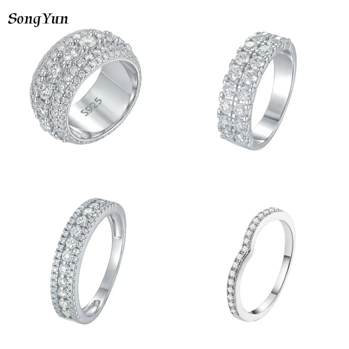 KissICON SY Brand Jewelry 925 Sterling Silver Ring D VVS Moissanite Diamond Wedding Rings for Women Men 18K Gold Plated Fine Jewelry