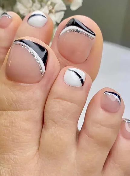 KissICON T 10 Press On Toenails 24pc Glue Included Full Cover