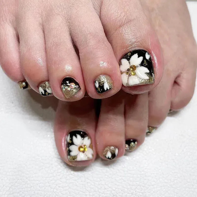 KissICON T 16 Press On Toenails 24pc Glue Included Full Cover