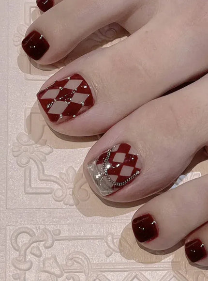 KissICON T 21 Press On Toenails 24pc Glue Included Full Cover