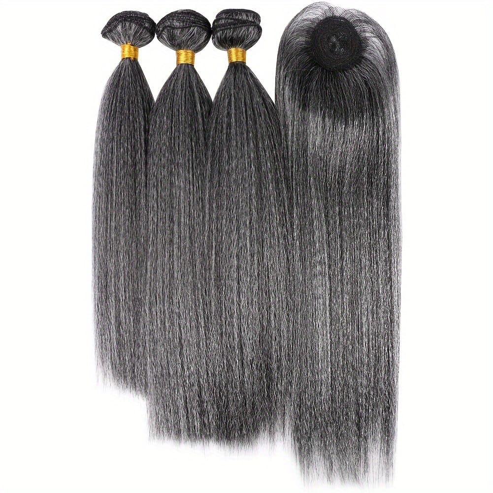 KissICON T/Grey KissIcon Yaki Straight Extensions Closure - Heat Resistant