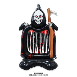 KissICON T / Other Halloween Party Decor Standing Inflatable Aluminum Foil Balloon Ghost Pumpkin Skull Haunted House Tombstone Skeleton Balloon