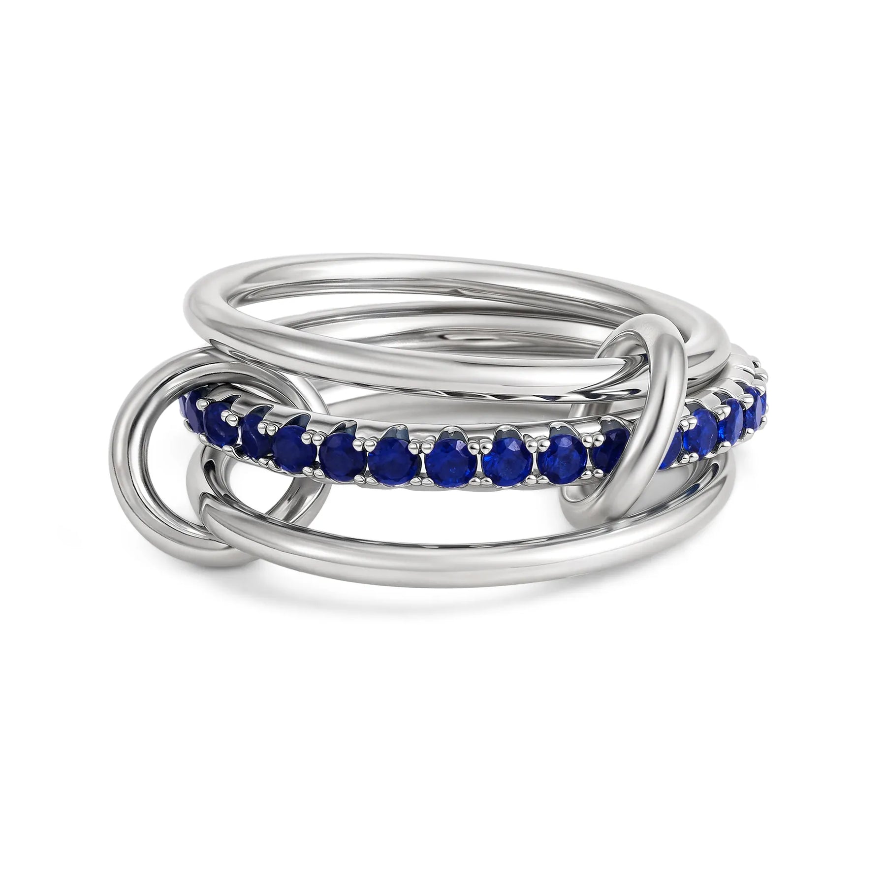 KissICON T1032 / US5 Luxury Cubic Zirconia Gold Plating Multilayer Connecting Rings for Women Fashion Mixed Color Stackable Finger Ring Party Jewelry
