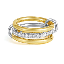 KissICON T1059 / US5 Luxury Cubic Zirconia Gold Plating Multilayer Connecting Rings for Women Fashion Mixed Color Stackable Finger Ring Party Jewelry
